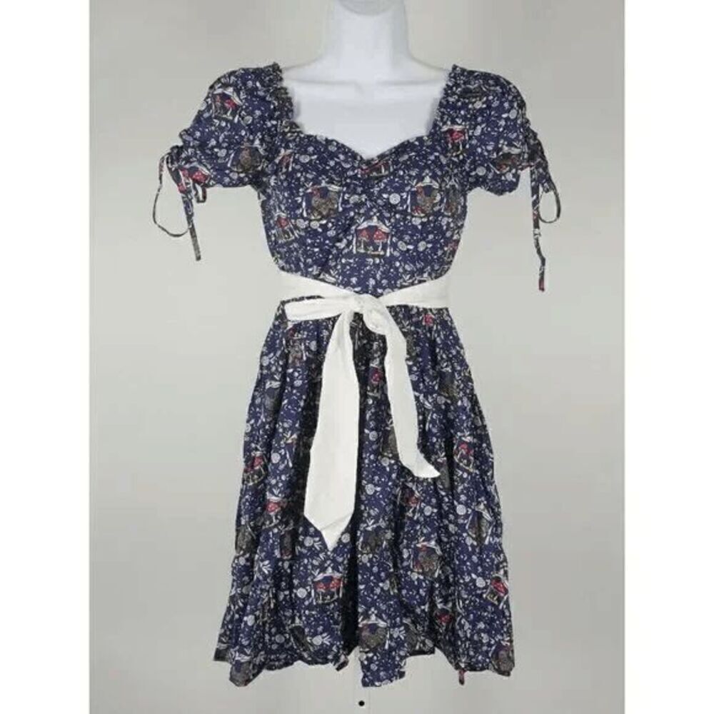 Unique Vintage Women's 1950s Navy Botanica Mushroom Print Dress XS